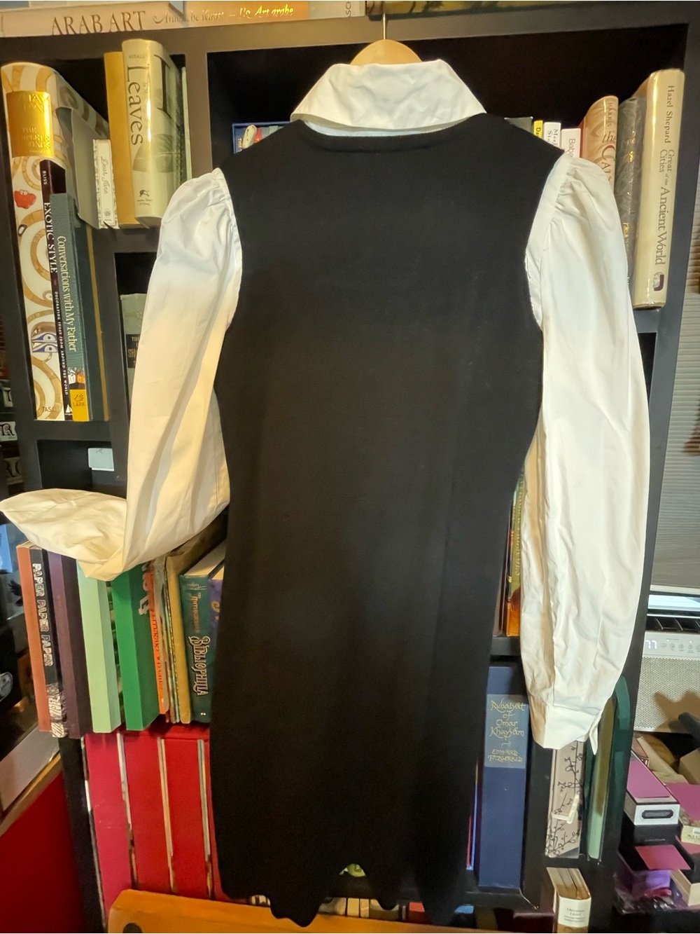 Anthropologie Eva Franco Black Dress with White Shirt-Style Sleeves - NWT - Picture 4 of 6